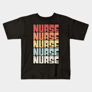 Retro 70s NURSE Text Kids T-Shirt